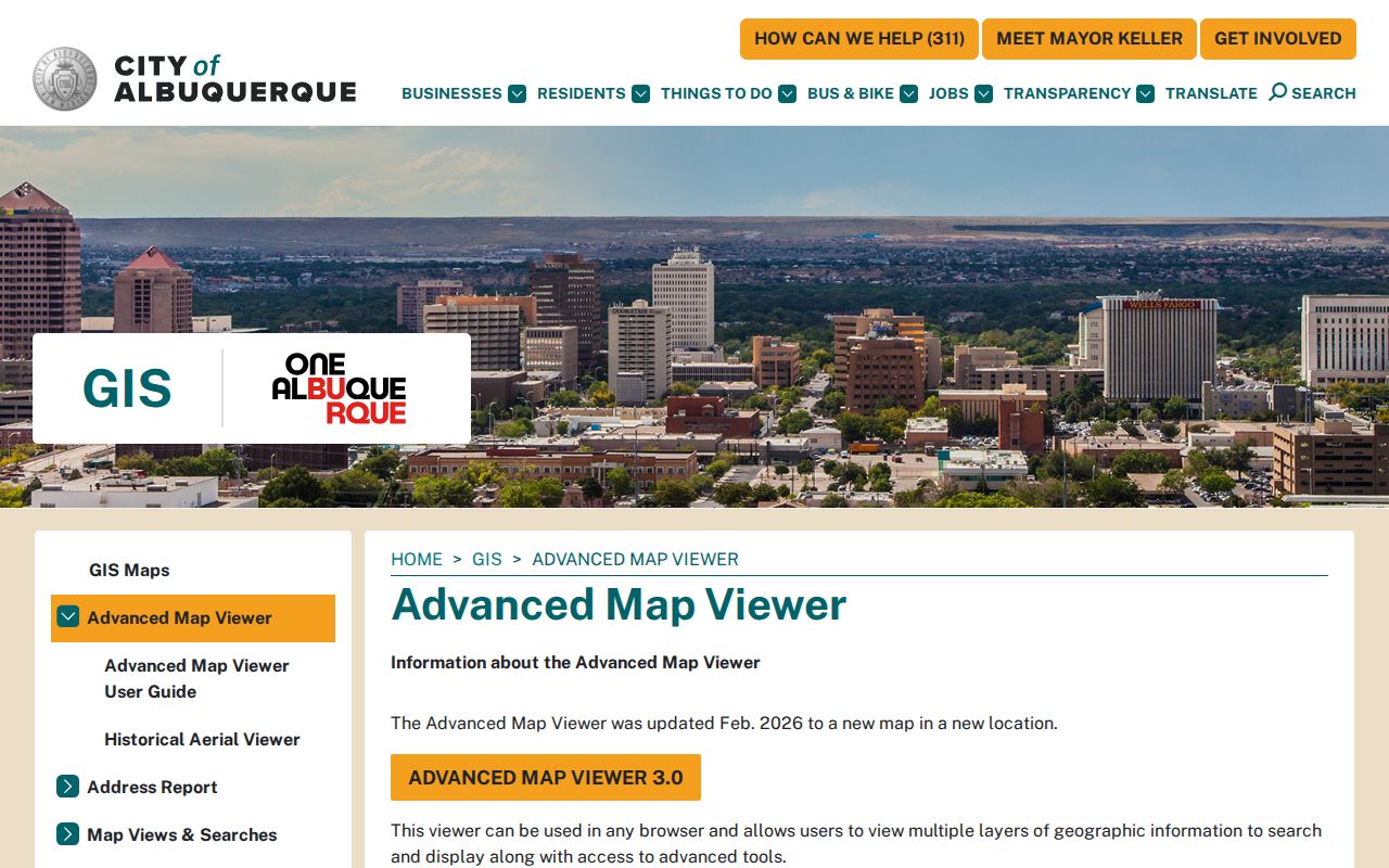 Bernalillo County neighbors City Advanced Map Viewer for nearby parcel research